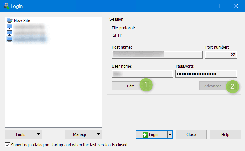 select edit, advanced on your SFTP or SCP connection